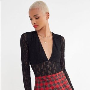 Urban Outfitters Lynx Plunging Long Sleeve Top